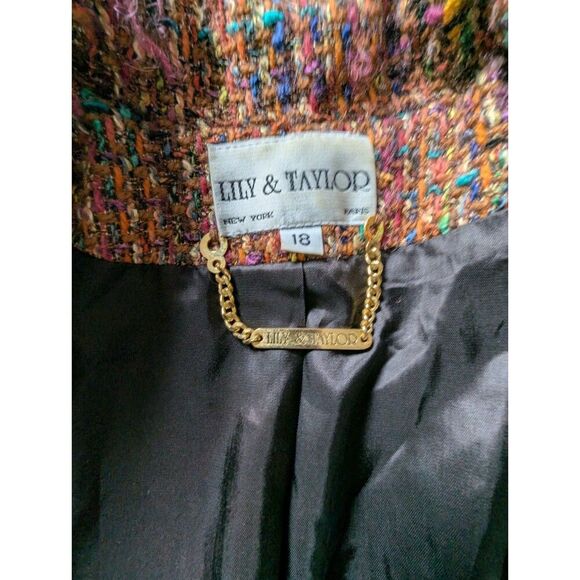 Lily & Taylor Designer Tweed Double Breasted Long Line Coat 18 Wool Crystal - Picture 9 of 11